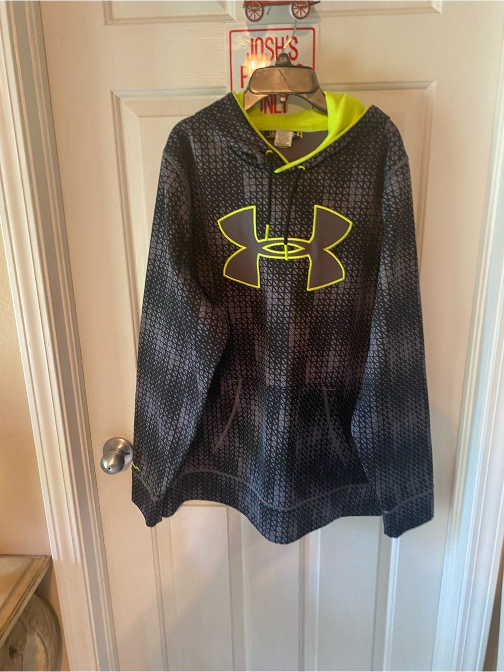 Under Armour Black Hoodie with Neon Yellow Logo and Lining